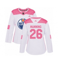 Women's Edmonton Oilers #26 Brandon Manning Authentic White Pink Fashion Hockey Jersey