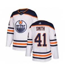 Youth Edmonton Oilers #41 Mike Smith Authentic White Away Hockey Jersey