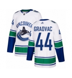 Men's Vancouver Canucks #44 Tyler Graovac Authentic White Away Hockey Jersey