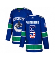 Youth Vancouver Canucks #5 Oscar Fantenberg Authentic Blue USA Flag Fashion Hockey Jersey