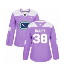 Women's Vancouver Canucks #38 Justin Bailey Authentic Purple Fights Cancer Practice Hockey Jersey