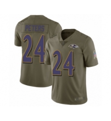 Men's Baltimore Ravens #24 Marcus Peters Limited Olive 2017 Salute to Service Football Jersey