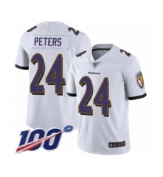 Men's Baltimore Ravens #24 Marcus Peters White Vapor Untouchable Limited Player 100th Season Football Jersey