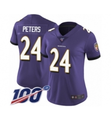 Women's Baltimore Ravens #24 Marcus Peters Purple Team Color Vapor Untouchable Limited Player 100th Season Football Jersey