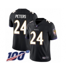 Youth Baltimore Ravens #24 Marcus Peters Black Alternate Vapor Untouchable Limited Player 100th Season Football Jersey