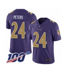 Youth Baltimore Ravens #24 Marcus Peters Limited Purple Rush Vapor Untouchable 100th Season Football Jersey