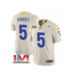 Men's Los Angeles Rams #5 Jalen Ramsey Bone 2022 Super Bowl LVI Vapor Limited Stitched Jersey