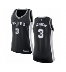 Women's San Antonio Spurs #3 Keldon Johnson Swingman Black Basketball Jersey - Icon Edition