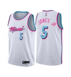 Men's Miami Heat #5 Derrick Jones Jr Authentic White Basketball Jersey - City Edition