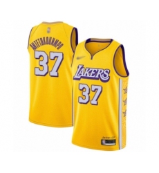 Women's Los Angeles Lakers #37 Kostas Antetokounmpo Swingman Gold Basketball Jersey - 2019 20 City Edition