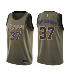 Youth Los Angeles Lakers #37 Kostas Antetokounmpo Swingman Green Salute to Service Basketball Jersey