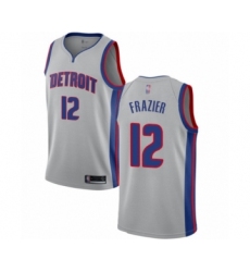 Men's Detroit Pistons #12 Tim Frazier Authentic Silver Basketball Jersey Statement Edition