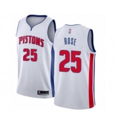 Women's Detroit Pistons #25 Derrick Rose Swingman White Basketball Jersey - Association Edition