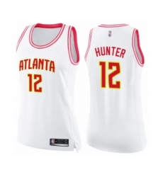 Women's Atlanta Hawks #12 De'Andre Hunter Swingman White Pink Fashion Basketball Jersey