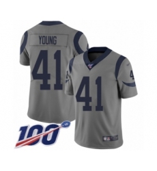 Men's Los Angeles Rams #41 Kenny Young Limited Gray Inverted Legend 100th Season Football Jersey