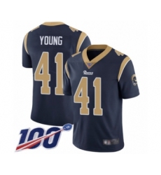 Youth Los Angeles Rams #41 Kenny Young Navy Blue Team Color Vapor Untouchable Limited Player 100th Season Football Jersey
