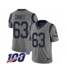 Men's Los Angeles Rams #63 Austin Corbett Limited Gray Inverted Legend 100th Season Football Jersey