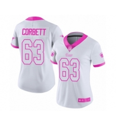 Women's Los Angeles Rams #63 Austin Corbett Limited White Pink Rush Fashion Football Jersey