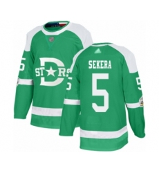 Men's Dallas Stars #5 Andrej Sekera Authentic Green 2020 Winter Classic Hockey Jersey