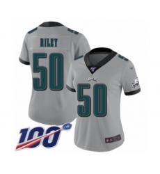 Women's Philadelphia Eagles #50 Duke Riley Limited Silver Inverted Legend 100th Season Football Jersey