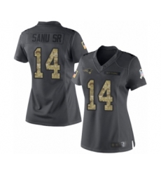 Women's New England Patriots #14 Mohamed Sanu Sr Limited Black 2016 Salute to Service Football Jersey