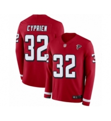 Men's Atlanta Falcons #32 Johnathan Cyprien Limited Red Therma Long Sleeve Football Jersey
