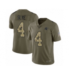Men's Carolina Panthers #4 Joey Slye Limited Olive Camo 2017 Salute to Service Football Jersey