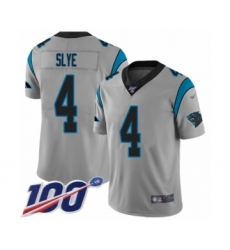 Youth Carolina Panthers #4 Joey Slye Silver Inverted Legend Limited 100th Season Football Jersey