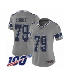 Women's Dallas Cowboys #79 Michael Bennett Limited Gray Inverted Legend 100th Season Football Jersey