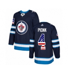 Men's Winnipeg Jets #4 Neal Pionk Authentic Navy Blue USA Flag Fashion Hockey Jersey