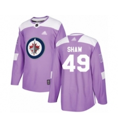 Youth Winnipeg Jets #49 Logan Shaw Authentic Purple Fights Cancer Practice Hockey Jersey