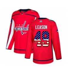Men's Washington Capitals #49 Brett Leason Authentic Red USA Flag Fashion Hockey Jersey