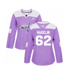 Women's Washington Capitals #62 Carl Hagelin Authentic Purple Fights Cancer Practice Hockey Jersey