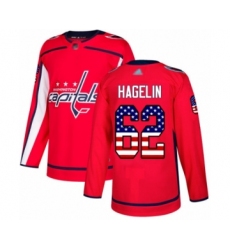 Youth Washington Capitals #62 Carl Hagelin Authentic Red USA Flag Fashion Hockey Jersey