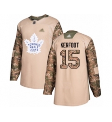 Men's Toronto Maple Leafs #15 Alexander Kerfoot Authentic Camo Veterans Day Practice Hockey Jersey
