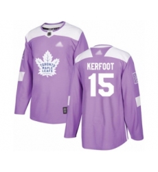 Men's Toronto Maple Leafs #15 Alexander Kerfoot Authentic Purple Fights Cancer Practice Hockey Jersey