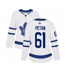 Women's Toronto Maple Leafs #61 Nic Petan Authentic White Away Hockey Jersey