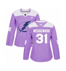Women's Tampa Bay Lightning #31 Scott Wedgewood Authentic Purple Fights Cancer Practice Hockey Jersey
