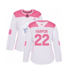 Women's Toronto Maple Leafs #22 Ben Harpur Authentic White Pink Fashion Hockey Jersey