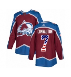 Youth Colorado Avalanche #7 Kevin Connauton Authentic Burgundy Red USA Flag Fashion Hockey Jersey