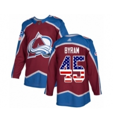 Youth Colorado Avalanche #45 Bowen Byram Authentic Burgundy Red USA Flag Fashion Hockey Jersey