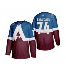 Men's Colorado Avalanche #74 Alex Beaucage Authentic Burgundy Blue 2020 Stadium Series Hockey Jersey