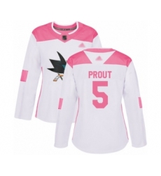 Women's San Jose Sharks #5 Dalton Prout Authentic White Pink Fashion Hockey Jersey