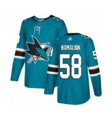 Youth San Jose Sharks #58 Dillon Hamaliuk Authentic Teal Green Home Hockey Jersey
