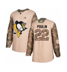 Men's Pittsburgh Penguins #22 Samuel Poulin Authentic Camo Veterans Day Practice Hockey Jersey