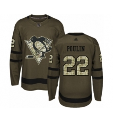 Youth Pittsburgh Penguins #22 Samuel Poulin Authentic Green Salute to Service Hockey Jersey