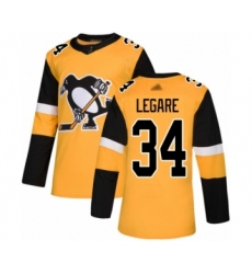 Men's Pittsburgh Penguins #34 Nathan Legare Authentic Gold Alternate Hockey Jersey