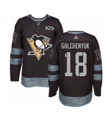 Men's Pittsburgh Penguins #18 Alex Galchenyuk Authentic Black 1917-2017 100th Anniversary Hockey Jersey