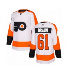 Men's Philadelphia Flyers #61 Justin Braun Authentic White Away Hockey Jersey