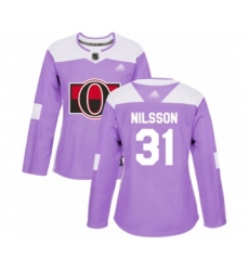 Women's Ottawa Senators #31 Anders Nilsson Authentic Purple Fights Cancer Practice Hockey Jersey